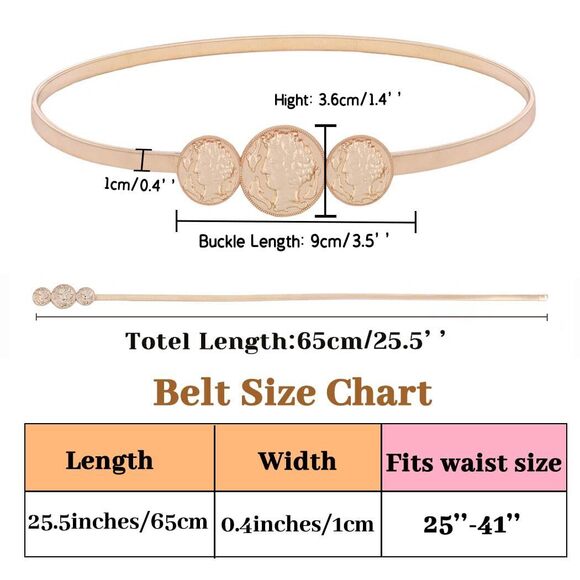 Women Skinny Metal Belt Gold Elastic Waist Chain Belt Thin Silver Stretch🦑 - Picture 7 of 7